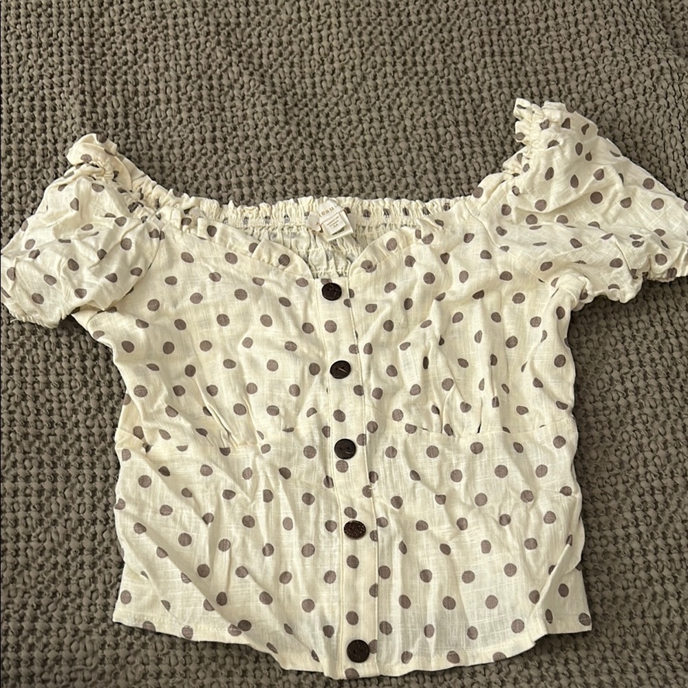 Monteau Cream Puff Sleeve Smocked Blouse